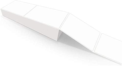 Gemo 4x6 inch Thermal Labels, Pack of 6000, 2 Stacks Fanfold, White Perforated, Permanent-Adhesive, Compatible with Zebra, Elton, UPS