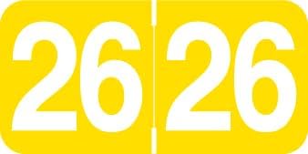 2026 Year Stickers, Doctor Stuff 2026 Chart Stickers, Yellow Color Coded, Ames/TAB Style, USA Made Year Labels for End Tab File Folders, 500/Roll, 1 Roll, 3/4" x 1-1/2"