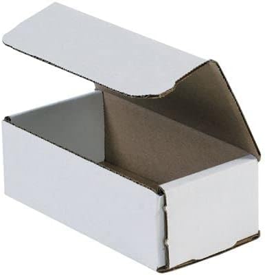 Secure Seal Shipping Boxes - 6x3x2" Mailers - White Foldable Corrugated Cardboard Packaging for Mailing, Moving, Storage, and Organizing - Strong Lightweight Foldable (Bulk 50 Pack)