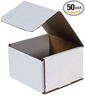 Secure Seal Shipping Boxes - 6x6x4" Mailers - White Foldable Corrugated Cardboard Packaging for Mailing, Moving, Storage, and Organizing - Strong Lightweight Foldable (Bulk 50 Pack)