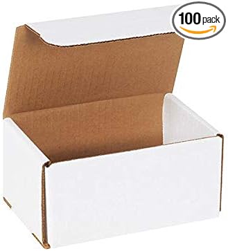 Secure Seal Shipping Boxes - 6x4x3" Mailers - White Foldable Corrugated Cardboard Packaging for Mailing, Moving, Storage, and Organizing - Strong Lightweight Foldable (Bulk 100 Pack)