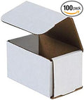Secure Seal Shipping Boxes - 5x3x3" Mailers - White Foldable Corrugated Cardboard Packaging for Mailing, Moving, Storage, and Organizing - Strong Lightweight Foldable (Bulk 100 Pack)
