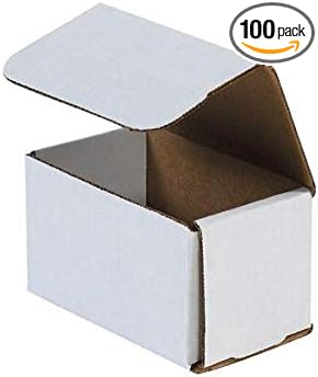 Secure Seal Shipping Boxes - 5x3x3" Mailers - White Foldable Corrugated Cardboard Packaging for Mailing, Moving, Storage, and Organizing - Strong Lightweight Foldable (Bulk 100 Pack)