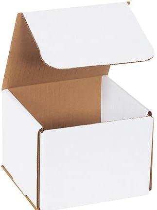 Secure Seal Shipping Boxes - 5x5x4" Mailers - White Foldable Corrugated Cardboard Packaging for Mailing, Moving, Storage, and Organizing - Strong Lightweight Foldable (Bulk 50 Pack)