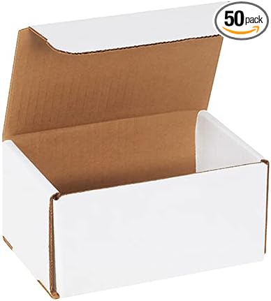 White Shipping Boxes 5x4x2 Heavy Duty, Lightweight, 5"L X 4"W X 2"H Foldable Corrugated Cardboard Mailer Boxes for Packaging Small Business Mailings Gifts Promotions Crafts Moving Box 50 Pack