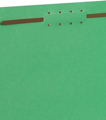 Staples Colored Reinforced Tab Fastener Folders Letter Size Green 50/Box