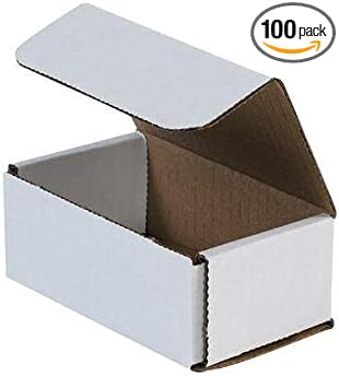 Secure Seal Shipping Boxes - 5x3x2" Mailers - White Foldable Corrugated Cardboard Packaging for Mailing, Moving, Storage, and Organizing - Strong Lightweight Foldable (Bulk 100 Pack)