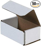 Secure Seal Shipping Boxes - 5x3x2" Mailers - White Foldable Corrugated Cardboard Packaging for Mailing, Moving, Storage, and Organizing - Strong Lightweight Foldable (Bulk 50 Pack)