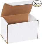 Secure Seal Shipping Boxes - 6x4x4" Mailers - White Foldable Corrugated Cardboard Packaging for Mailing, Moving, Storage, and Organizing - Strong Lightweight Foldable (Bulk 50 Pack)