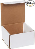 Secure Seal Shipping Boxes - 4x4x3" Mailers - White Foldable Corrugated Cardboard Packaging for Mailing, Moving, Storage, and Organizing - Strong Lightweight Foldable (Bulk 250 Pack)