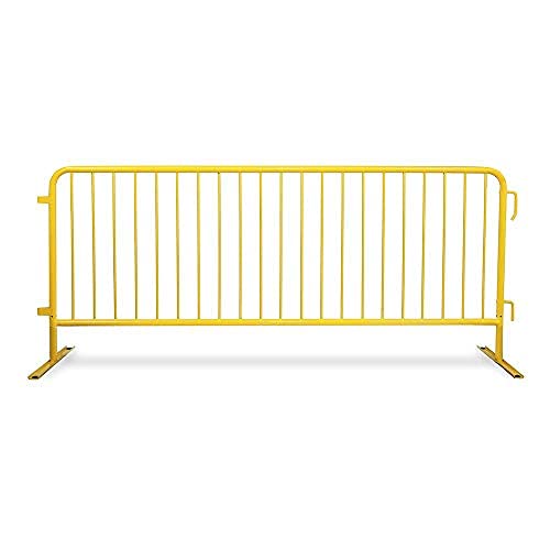 Angry Bull Barricades Heavy Duty Crowd Control Metal Interlocking Barricade with Flat No-Trip Feet - 8.5 Ft. (Safety Yellow) (20 Pack)