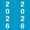 2026 Year Labels, Doctor Stuff 2026 Chart Stickers, Light Blue Color Coded, IFC AFV Style, USA Made Year Stickers for X-Ray Jackets, 500/Roll, 1 Roll, 1-7/8" x 1-7/8"