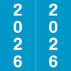2026 Year Labels, Doctor Stuff 2026 Chart Stickers, Light Blue Color Coded, IFC AFV Style, USA Made Year Stickers for X-Ray Jackets, 500/Roll, 1 Roll, 1-7/8" x 1-7/8"