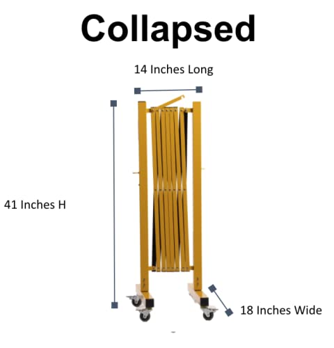 Trafford Industrial Expandable Metal Barricade, 11 Feet, Red and White, Mobile Safety Barrier Gate, Retractable Traffic Fence
