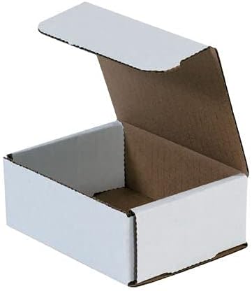 Secure Seal Shipping Boxes - 5x4x2" Mailers - White Foldable Corrugated Cardboard Packaging for Mailing, Moving, Storage, and Organizing - Strong Lightweight Foldable (Bulk 350 Pack)