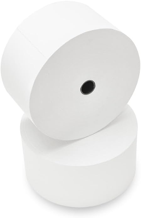 ATM Thermal Paper Rolls - 3 1/8" x 815' Heavy, 8 Rolls (1 Case), Biodegradable, Glossy, White, A5, 8000 Sheets, 70gsm