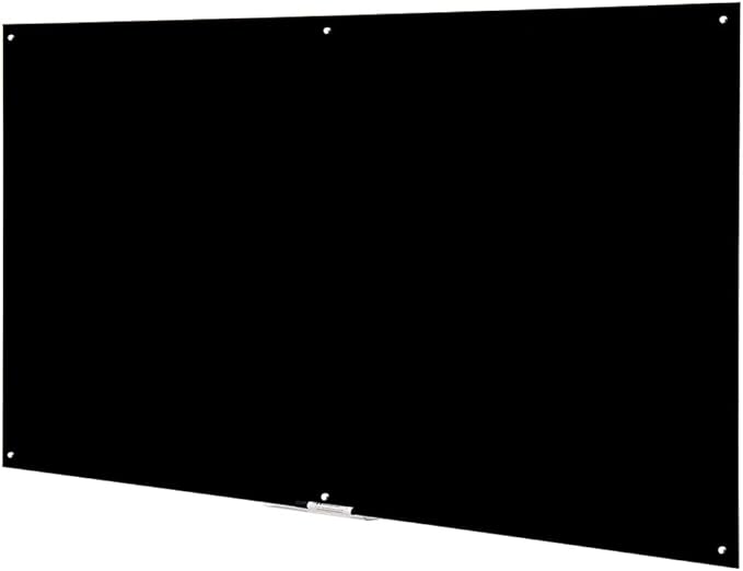 72" x 48" Black Extra Large Glass Whiteboard 6' x 4' Frameless Tempered Black Dry Erase Board with Marker Tray for Interactive Office, Wall Mounted Frosted Glass White Board