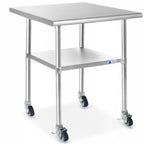 GRIDMANN NSF Stainless Steel Work & Prep Table 36 x 24 Inches with Caster Wheels and Under Shelf for Restaurant, Home, Hotel