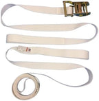 Everything Tie Down 2 inch x 15 Foot White Tent Ratchet Straps with Sewn Loops for Securing Tents or Large and Small Inflatables (8 Pack)