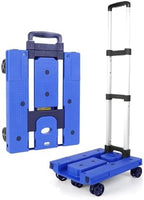 Heavy Duty Folding Hand Truck with 360° Rotating Wheels - Portable Trolley for Easy Luggage, Shopping & Cargo Transport - Space-Saving Design for Home & Travel Use