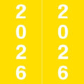 2026 Year Stickers, Doctor Stuff 2026 Chart Stickers, Yellow Color Coded, IFC Style, USA Made Year Labels for X-Ray Jackets, 500/Roll, 1 Roll, 1-7/8" x 1-7/8"