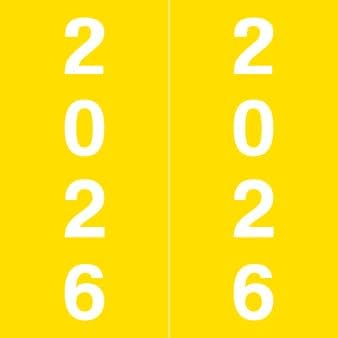 2026 Year Stickers, Doctor Stuff 2026 Chart Stickers, Yellow Color Coded, IFC Style, USA Made Year Labels for X-Ray Jackets, 500/Roll, 1 Roll, 1-7/8" x 1-7/8"