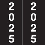 2025 Year Stickers, Doctor Stuff 2025 Chart Stickers, Black Color Coded, IFC Style, USA Made Year Labels for X-Ray Jackets, 500/Roll, 1 Roll, 1-7/8" x 1-7/8"