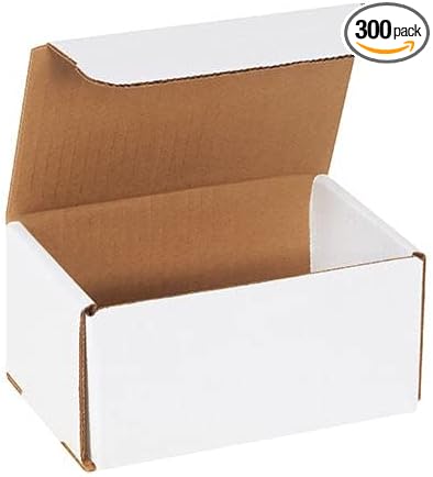 Secure Seal Shipping Boxes - 6x4x3" Mailers - White Foldable Corrugated Cardboard Packaging for Mailing, Moving, Storage, and Organizing - Strong Lightweight Foldable (Bulk 300 Pack)