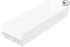 Akro-Mils 30164 Plastic Shelf Bins, Heavy Duty Storage Bins for Garage, Closet, and Drawer Organization, 24-Inch x 6-1/2-Inch x 4-Inch, Clear, 6-Pack