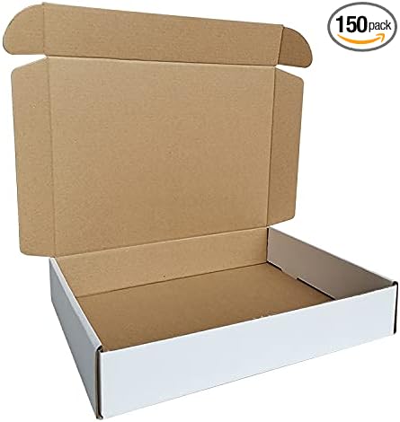 150 Pack 11.125x8.625x2'' Small Shipping Boxes, Corrugated Cardboard Mailers for Business, White (CM1182-150)