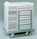 MSEC, 6 Drawer Full Sized 40 Bin Medication Cart, No Trim, Gray (Green Trim)