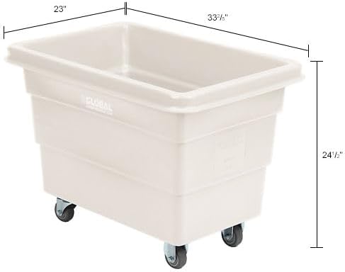 Global Industrial 6 Bushel Plastic Bulk Box Truck, Direct Mount Base, 500 lbs. Capacity, 3" Non-Maring Rubber Casters, White, 33-2/5"L x 23" W x 24-1/2"H