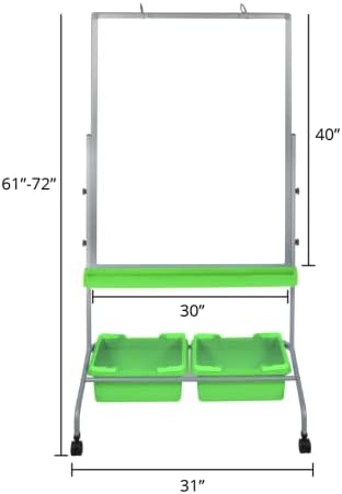 Stand Up Desk Store Mobile Whiteboard and Flipchart Easel with Storage Bins and Chart Hooks