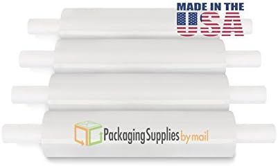 Stretch Wrap for Packing with Extended Core, 4 Pack, 10 Inch x 1000 Feet, 80 Gauge, Durable Clear Plastic wrap for Moving, Packing wrap Plastic roll Also a Pallet wrap & Plastic roll for Wrapping