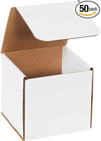 White Shipping Boxes 6x6x6 Heavy Duty, Lightweight, 6"L X 6"W X 6"H Foldable Corrugated Cardboard Mailer Boxes for Packaging Small Business Mailings Gifts Promotions Crafts Moving Box 50 Pack