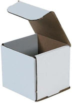 Secure Seal Shipping Boxes - 4x4x4" Mailers - White Foldable Corrugated Cardboard Packaging for Mailing, Moving, Storage, and Organizing - Strong Lightweight Foldable (Bulk 50 Pack)