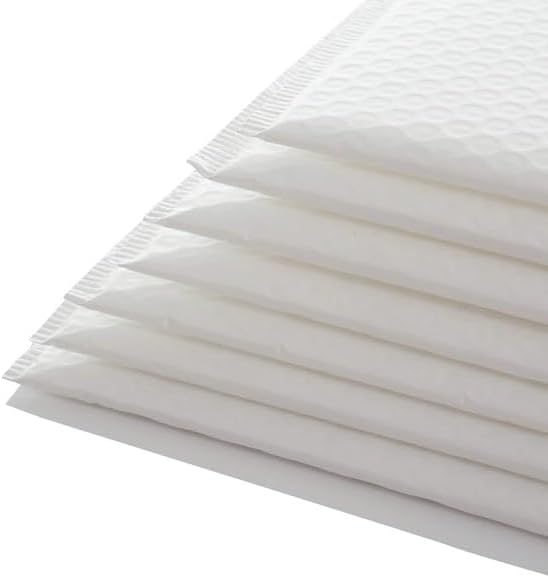 Water Resistant Bubble Envelope Mailers [25 Pack] 4 inch x 7 inch #000 White Poly Padded Shipping Envelopes Self Sealing Cushioned Packaging Bags