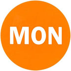 2" Round Orange Day of The Week Color Coding Self-Adhesive Labels, 500 per Roll (Mon)