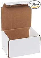 Secure Seal Shipping Boxes - 5x4x3" Mailers - White Foldable Corrugated Cardboard Packaging for Mailing, Moving, Storage, and Organizing - Strong Lightweight Foldable (Bulk 100 Pack)