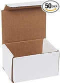 Secure Seal Shipping Boxes - 5x4x3" Mailers - White Foldable Corrugated Cardboard Packaging for Mailing, Moving, Storage, and Organizing - Strong Lightweight Foldable (Bulk 50 Pack)