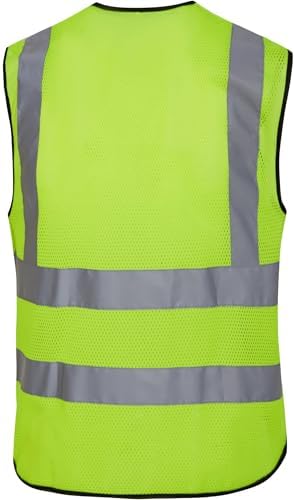 Reflective Safety Vest for Men Women 6 Pockets High Visibility Construction Work Vest, Class 2, Meets ANSI Standards