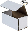 Secure Seal Shipping Boxes - 6x3x3" Mailers - White Foldable Corrugated Cardboard Packaging for Mailing, Moving, Storage, and Organizing - Strong Lightweight Foldable (Bulk 50 Pack)
