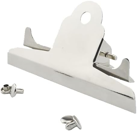 HAHIYO 3.94 Inches Metal Silver Clipboard Clips Butterfly-Shaped Clipboard Hardware Secure Grip Mountable Sturdy Springs with Rivets Document File Wood Plastic Clips Board for Office School Home, 3P