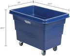 Global Industrial 6 Bushel Plastic Bulk Box Truck, Direct Mount Base, 500 lbs. Capacity, 3" Non-Maring Rubber Casters, Blue, 33-2/5"L x 23" W x 24-1/2"H