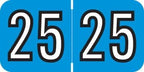 2025 Year Stickers, Doctor Stuff 2025 Chart Stickers, Blue/Black Color Coded, Barkley FYBAM Style, USA Made Year Labels for End Tab File Folders, 500/Roll, 1 Roll, 3/4" x 1-1/2"
