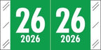 2026 Year Labels, Doctor Stuff 2026 Chart Stickers, Green Color Coded, Tabbies 11700 Style, USA Made Year Stickers for End Tab File Folders, 1000/Roll, 1 Roll, 3/4" x 1-1/2"