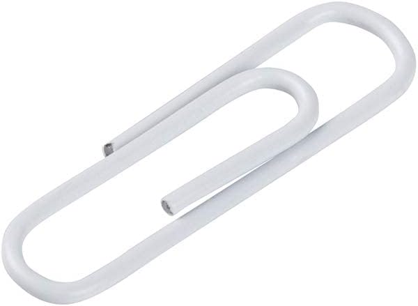 JAM PAPER Colorful Standard Paper Clips - Regular 1 Inch - White Paperclips - 100/Pack
