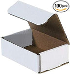 Secure Seal Shipping Boxes - 6x4x2" Mailers - White Foldable Corrugated Cardboard Packaging for Mailing, Moving, Storage, and Organizing - Strong Lightweight Foldable (Bulk 100 Pack)