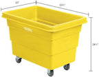 Global Industrial 6 Bushel Plastic Bulk Box Truck, Direct Mount Base, 500 lbs. Capacity, 3" Non-Maring Rubber Casters, Yellow, 33-2/5"L x 23" W x 24-1/2"H