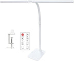 LED Desk Lamp for Office Dorm Home - Eye Caring Desk Light with Timer, Remote Control 24W Brightest Dual Screen Computer Monitor Gooseneck Dimmable Table lamp with Anti-Glare Cover Base